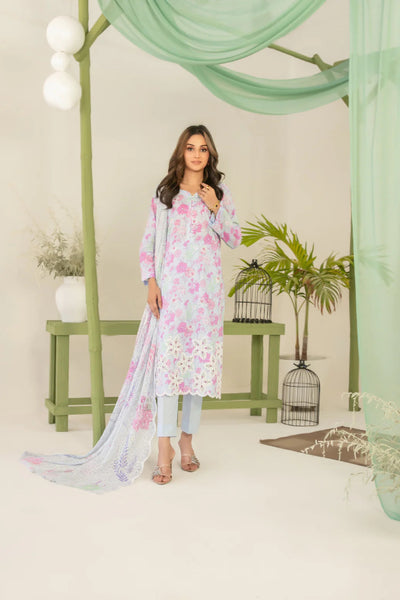 03-Piece Printed Lawn Suit With Chiffon Dupatta | Ready To Wear