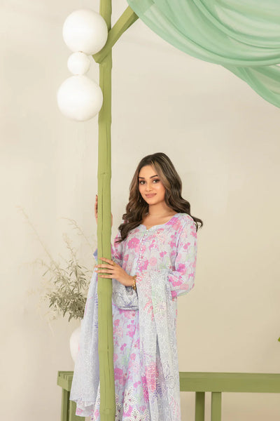 03-Piece Printed Lawn Suit With Chiffon Dupatta | Ready To Wear