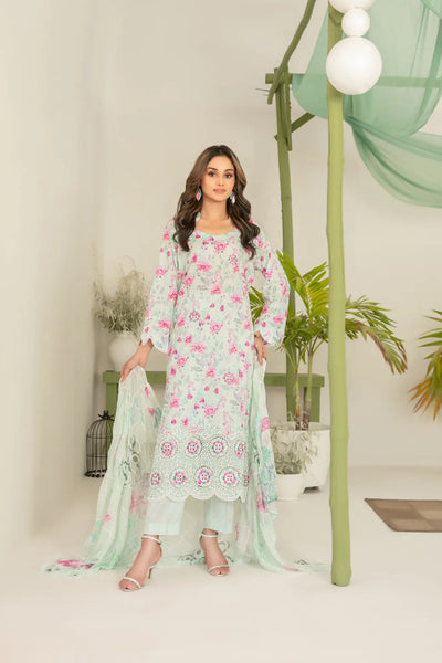 03-Piece Printed Lawn Suit With Chiffon Dupatta | Ready To Wear