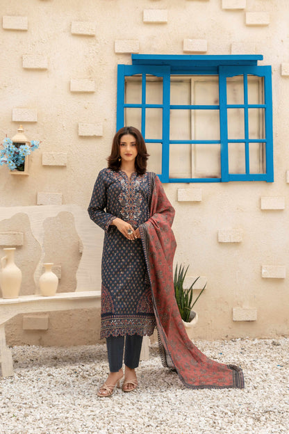 3 Piece Laveen Embroidery Lawn Suit With Digital Lawn Dupatta | Ready To Wear