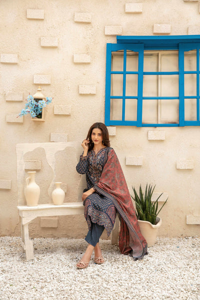 3 Piece Laveen Embroidery Lawn Suit With Digital Lawn Dupatta | Ready To Wear