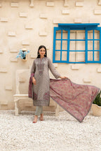 3 Pcs Elegant Embroidered Printed Lawn Suit With Lawn Dupatta| Ready To Wear