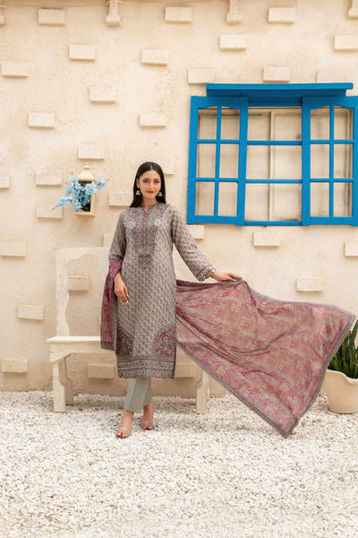 3 Pcs Elegant Embroidered Printed Lawn Suit With Lawn Dupatta| Ready To Wear