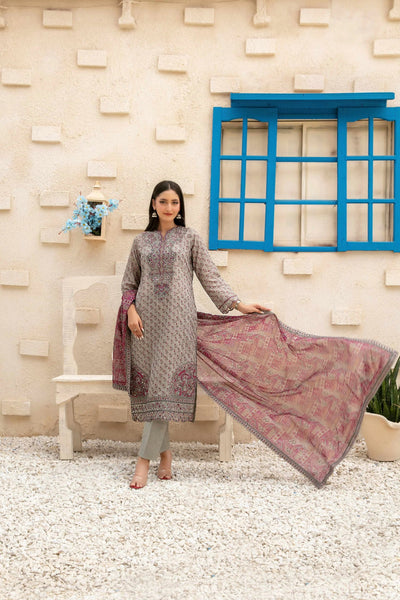 Laveen - Embroidered Printed Lawn Suit With Cotton Trouser | Ready To Wear