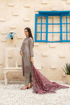 3 Pcs Elegant Embroidered Printed Lawn Suit With Lawn Dupatta| Ready To Wear