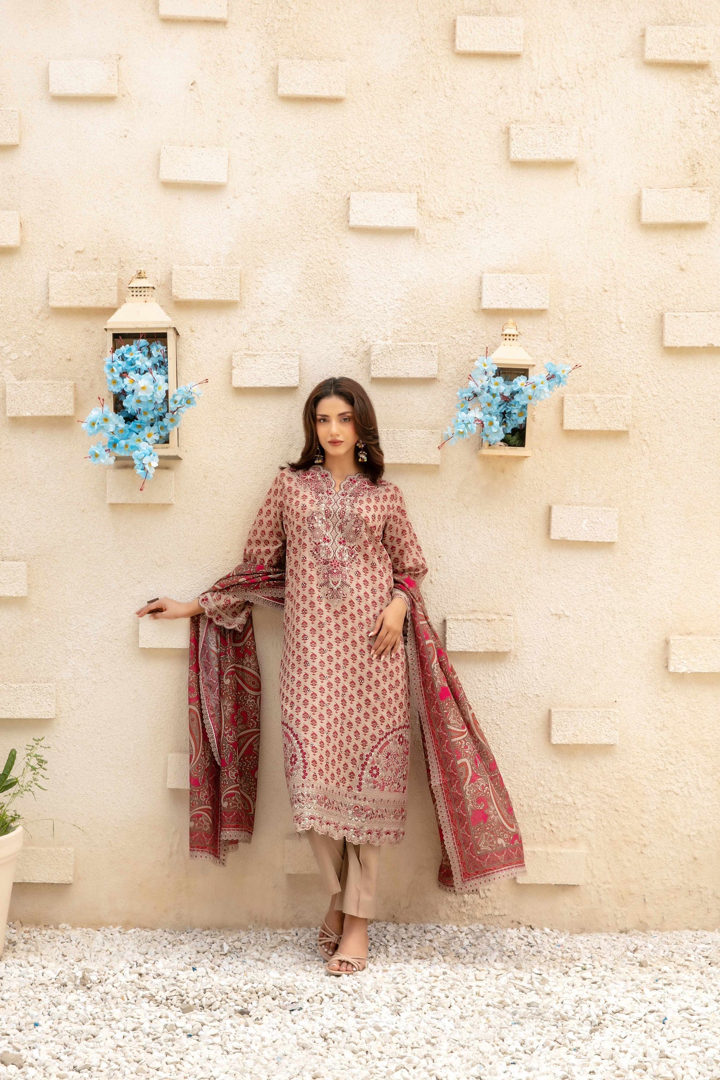 Elegant Embroidered Printed Lawn  With Printed Lawn Dupatta| Ready To Wear
