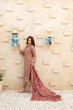 Elegant Embroidered Printed Lawn  With Printed Lawn Dupatta| Ready To Wear