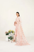 03-Piece Embroidered Lawn Suit & Plain Cotton Trouser | Ready To Wear