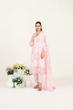 03-Piece Embroidered Lawn Suit & Plain Cotton Trouser | Ready To Wear