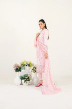 03-Piece Embroidered Lawn Suit & Plain Cotton Trouser | Ready To Wear