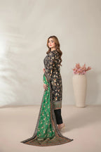 03-Piece Embroidered Printed Lawn Shirt With Cotton Trouser | Ready To Wear