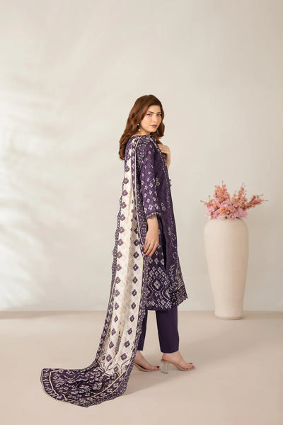 03-Piece Embroidered Printed Lawn Shirt With Cotton Trouser | Ready To Wear