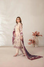 03-Piece Embroidered Printed Lawn Shirt With Cotton Trouser | Ready To Wear
