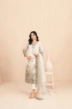 Naqsh -  Embroidered Organza Suit with Plain Trouser - Ready to Wear