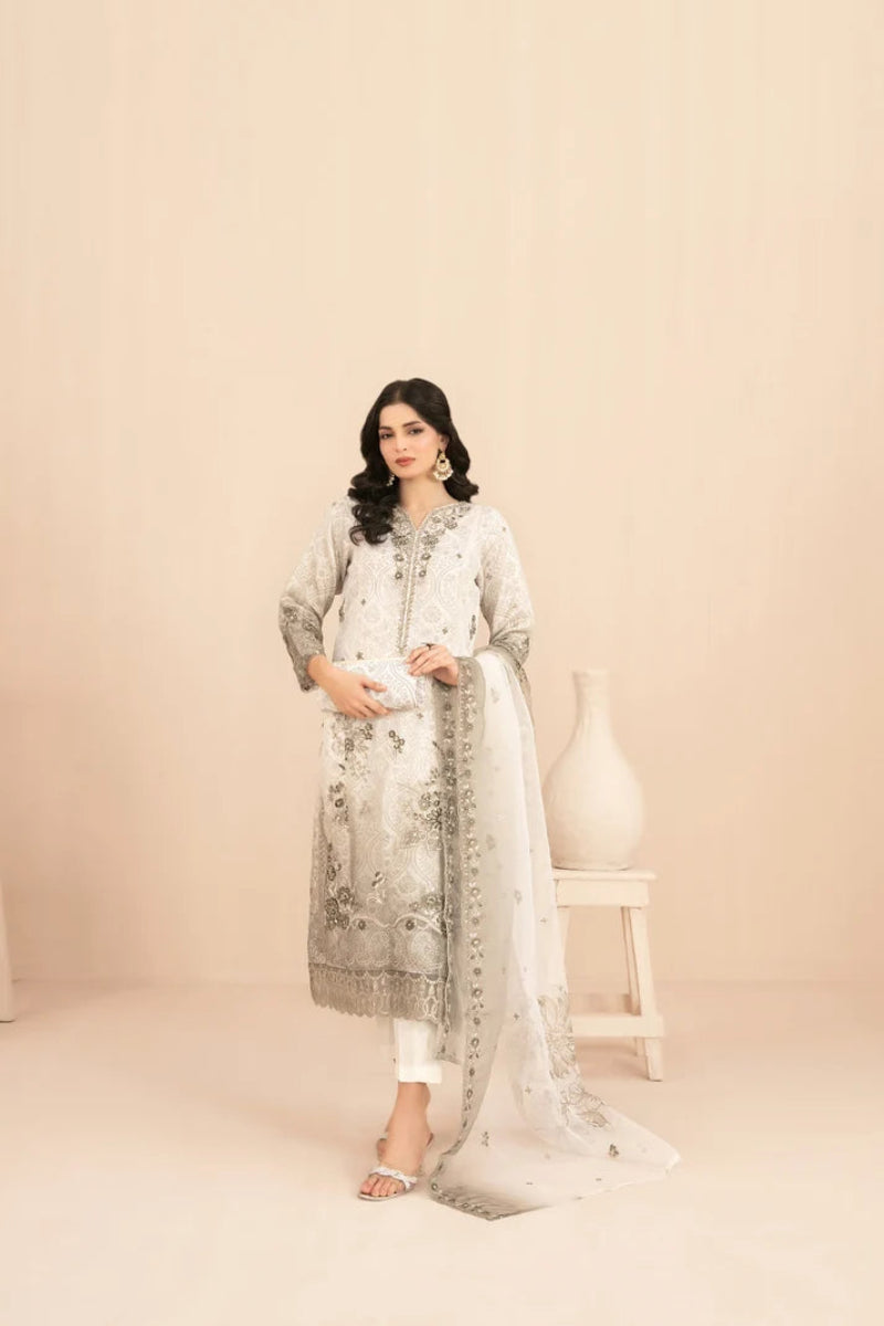 Naqsh -  Embroidered Organza Suit with Plain Trouser - Ready to Wear