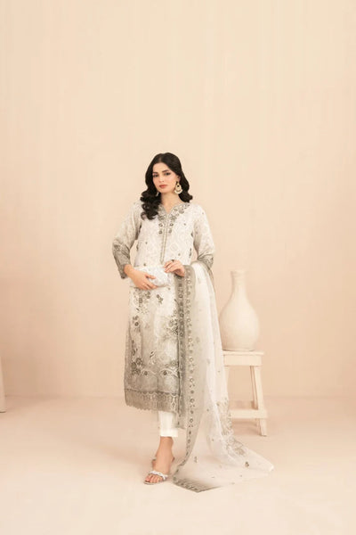 Naqsh -  Embroidered Organza Suit with Plain Trouser - Ready to Wear