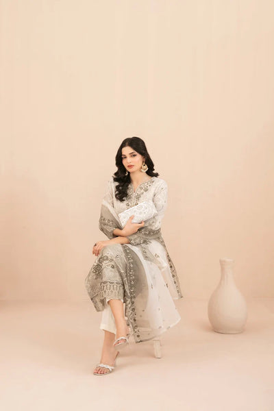 Naqsh -  Embroidered Organza Suit with Plain Trouser - Ready to Wear