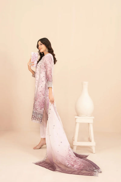 Naqsh -  Embroidered Organza Suit with Plain Trouser - Ready to Wear