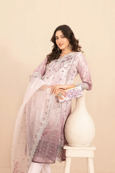 Naqsh -  Embroidered Organza Suit with Plain Trouser - Ready to Wear