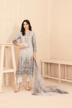 Naqsh -  Embroidered Organza Suit with Plain Trouser - Ready to Wear