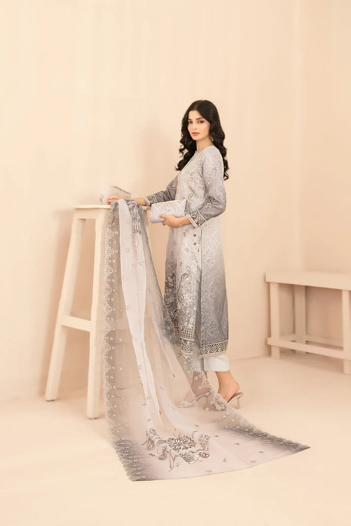 Naqsh -  Embroidered Organza Suit with Plain Trouser - Ready to Wear