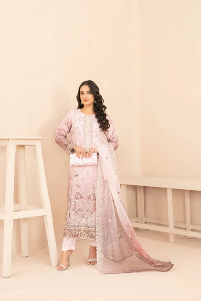 Naqsh -  Embroidered Organza Suit with Plain Trouser - Ready to Wear