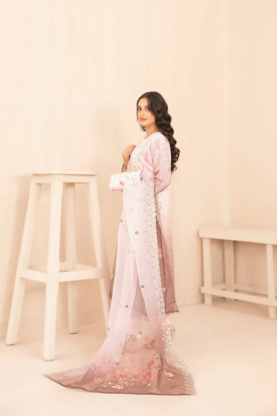 Naqsh -  Embroidered Organza Suit with Plain Trouser - Ready to Wear