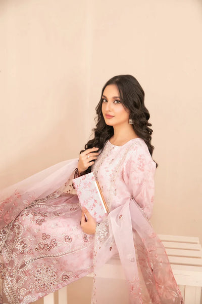 Naqsh -  Embroidered Organza Suit with Plain Trouser - Ready to Wear