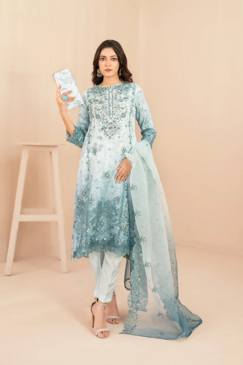 Naqsh -  Embroidered Organza Suit with Plain Trouser - Ready to Wear