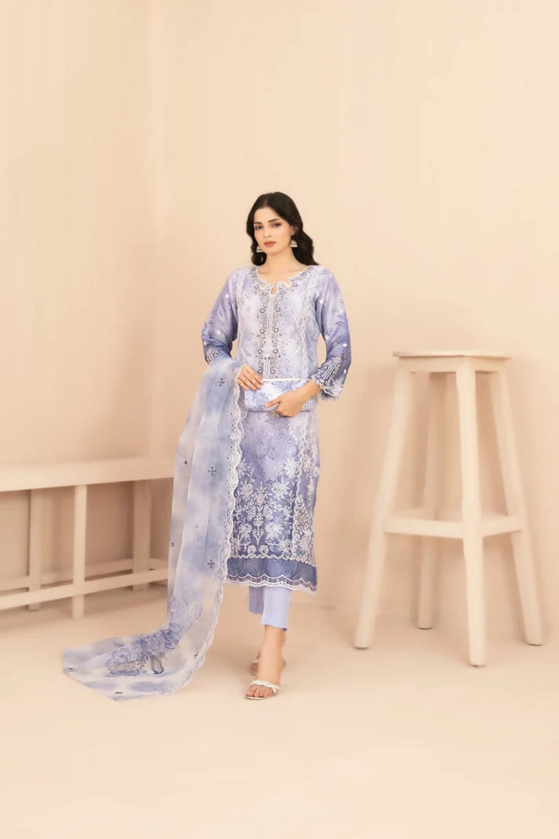 Naqsh -  Embroidered Organza Suit with Plain Trouser - Ready to Wear