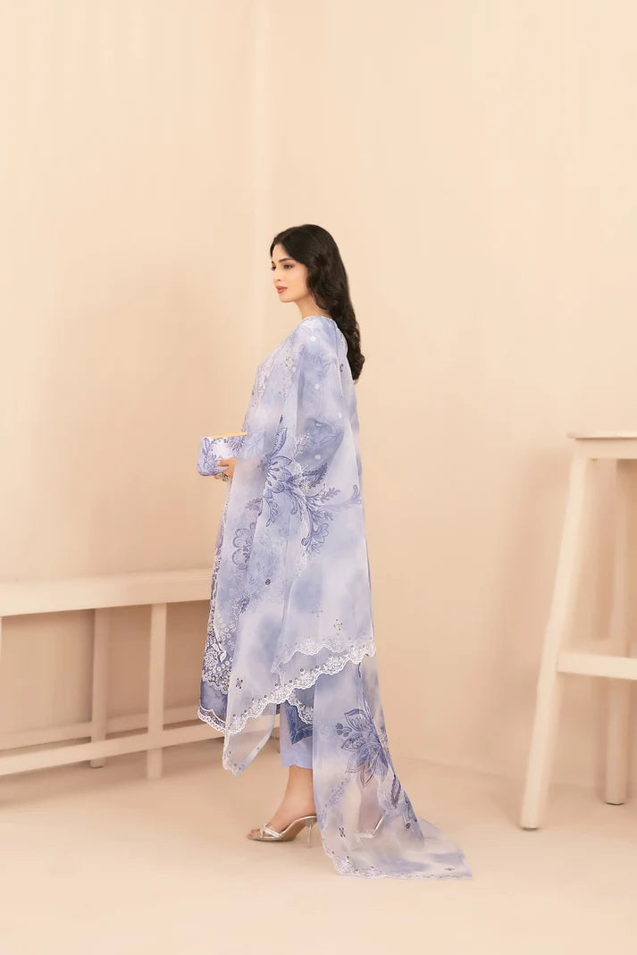 Naqsh -  Embroidered Organza Suit with Plain Trouser - Ready to Wear