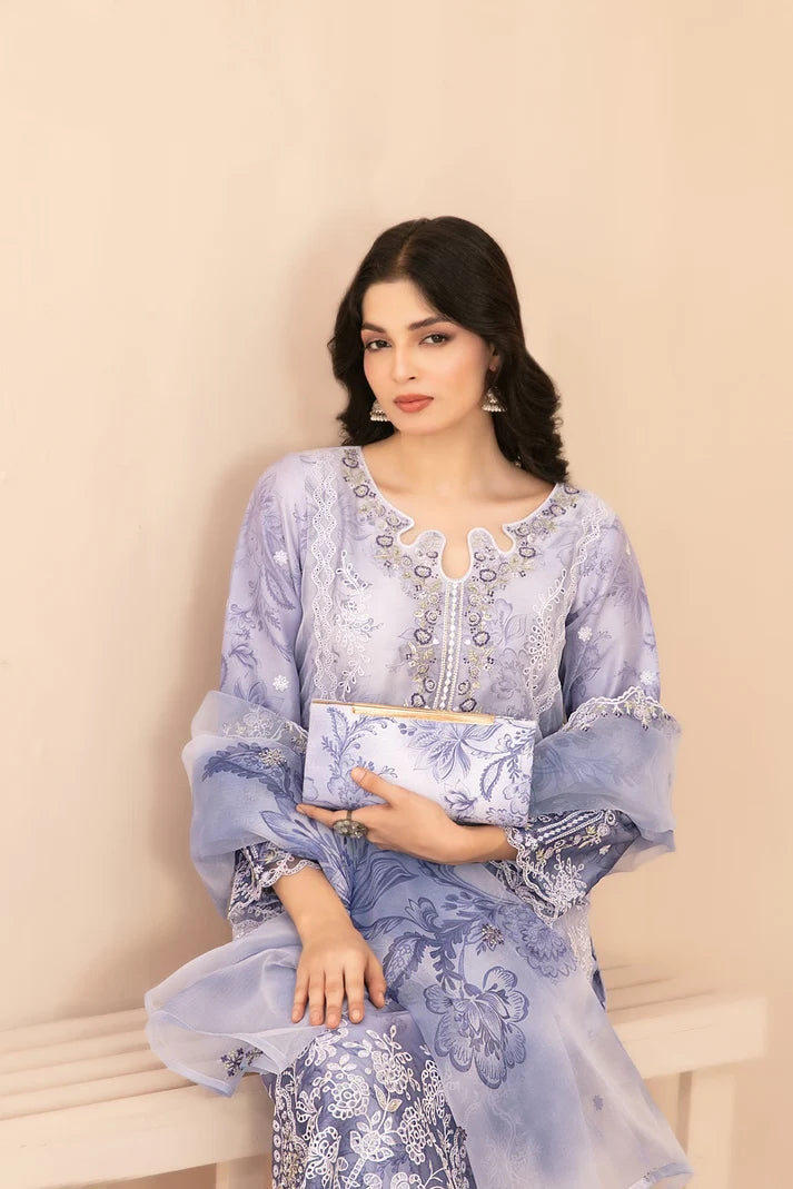 Naqsh -  Embroidered Organza Suit with Plain Trouser - Ready to Wear