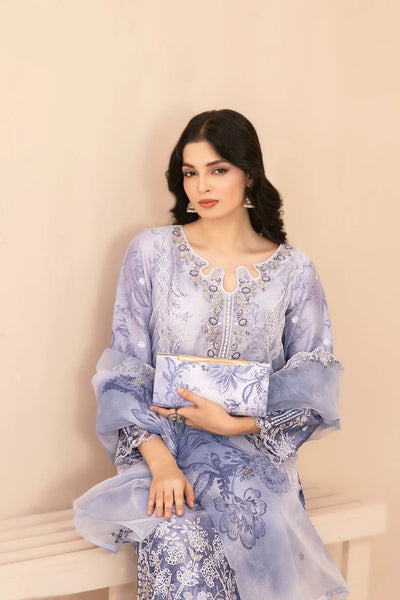 Naqsh -  Embroidered Organza Suit with Plain Trouser - Ready to Wear