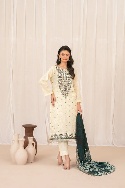 Digital Printed Lawn 3-Piece Suit with Cutwork Lawn Dupatta | Ready To Wear