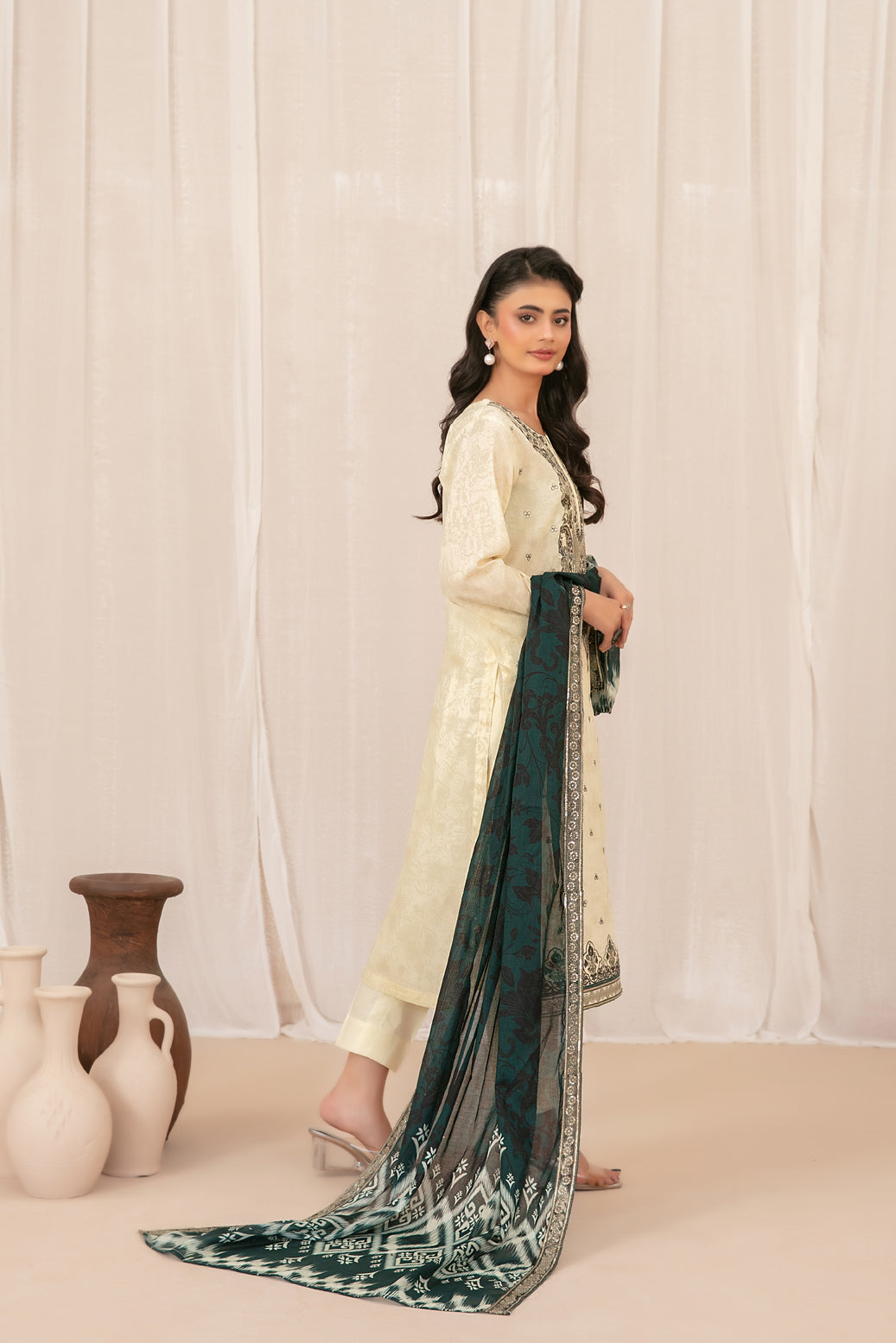 Digital Printed Lawn 3-Piece Suit with Cutwork Lawn Dupatta | Ready To Wear