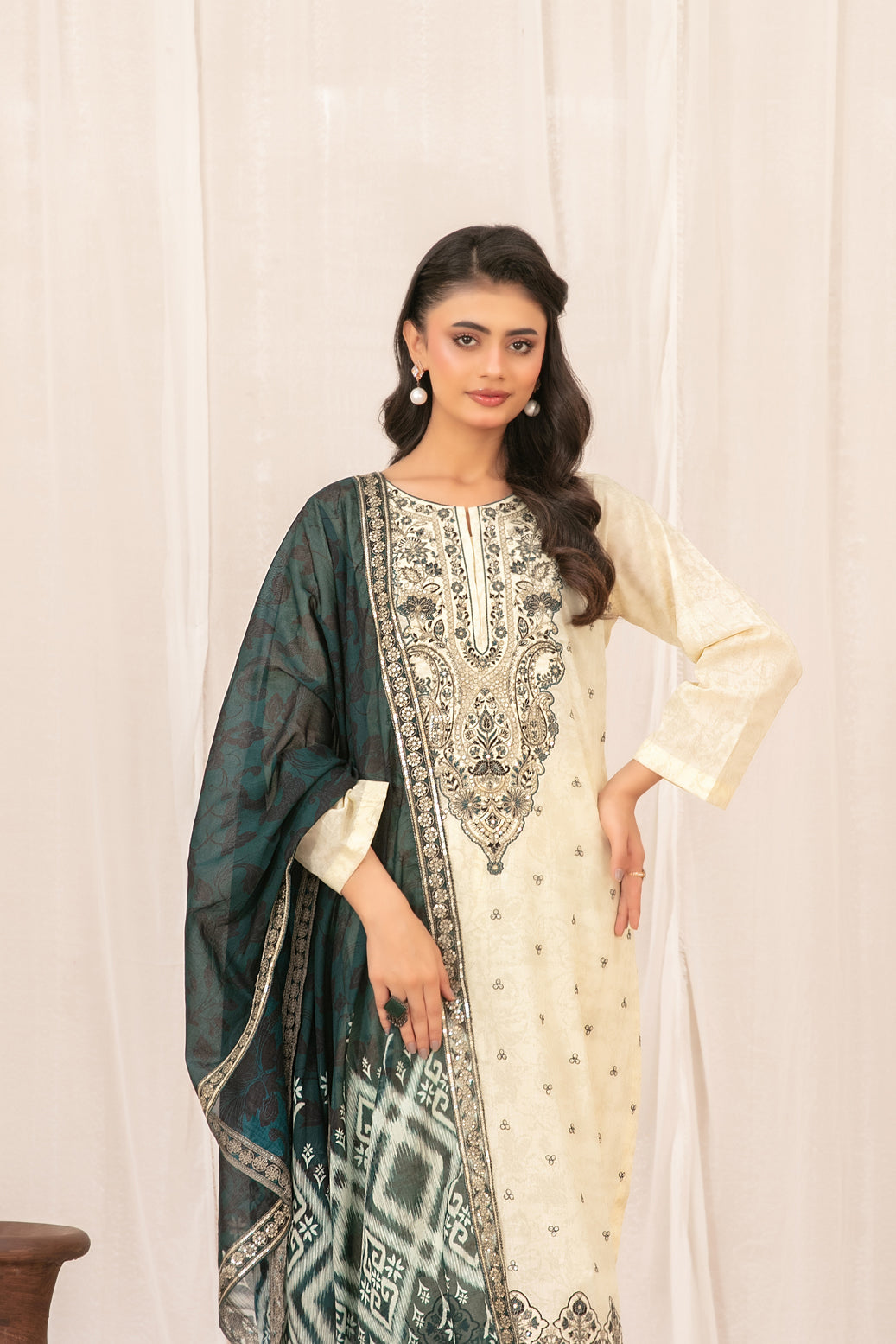 Digital Printed Lawn 3-Piece Suit with Cutwork Lawn Dupatta | Ready To Wear
