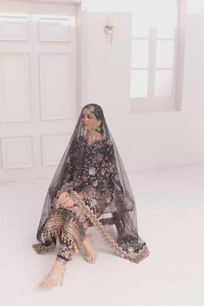 Adda Work Formal Bridal 3 Pcs Suit in Black | Net Shirt & Dupatta | Ready To Wear