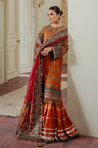 Rust Orange & Deep Maroon: Embroidered Chiffon Suit | Ready To Wear