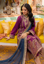 Grape Purple & Antique Gold: Embroidered Chiffon Suit