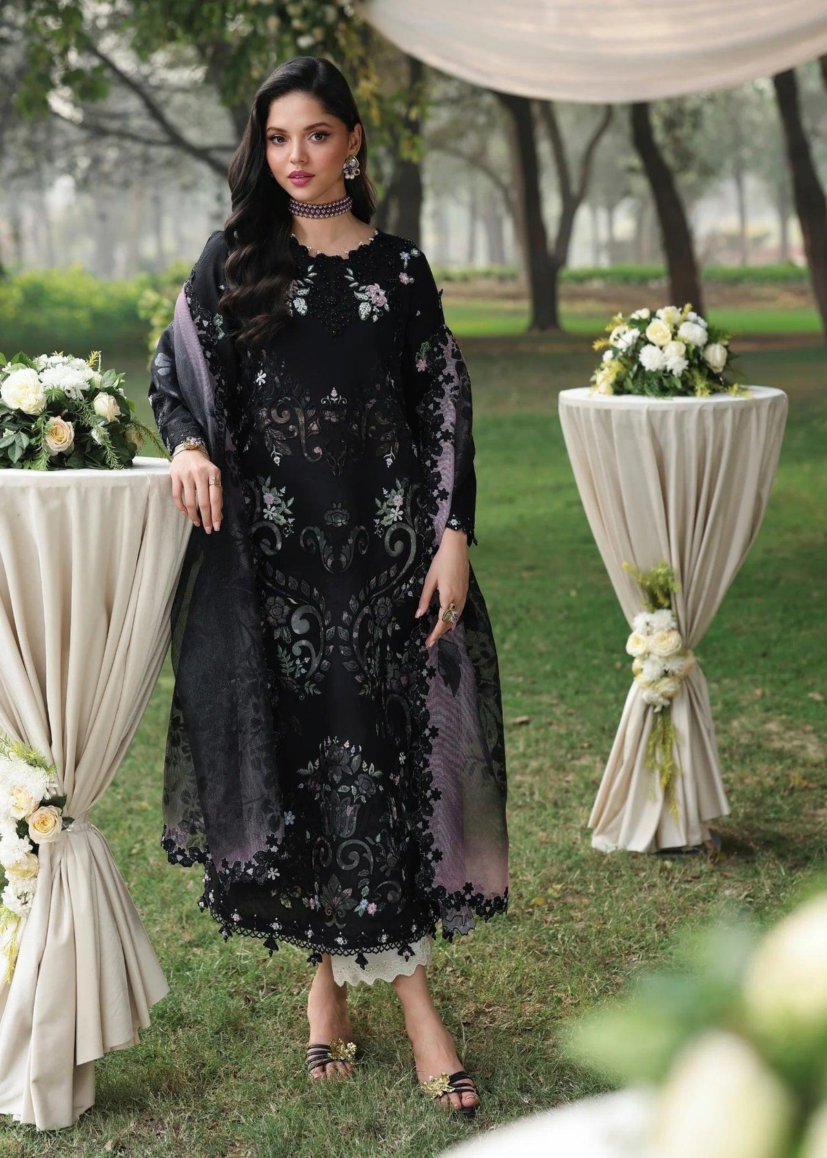Lawn Suit with Chiffon Dupatta | Laser & Chicken Kari Work | Ready To Wear