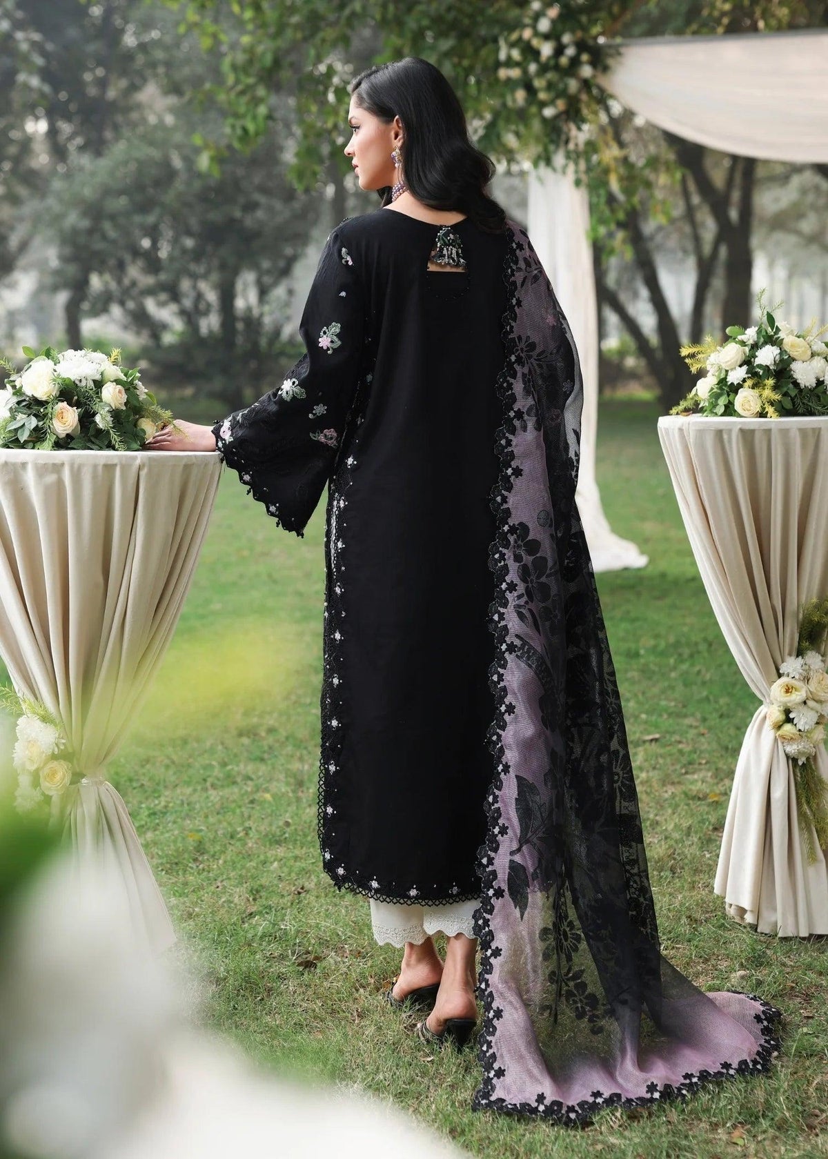 Lawn Suit with Chiffon Dupatta | Laser & Chicken Kari Work | Ready To Wear