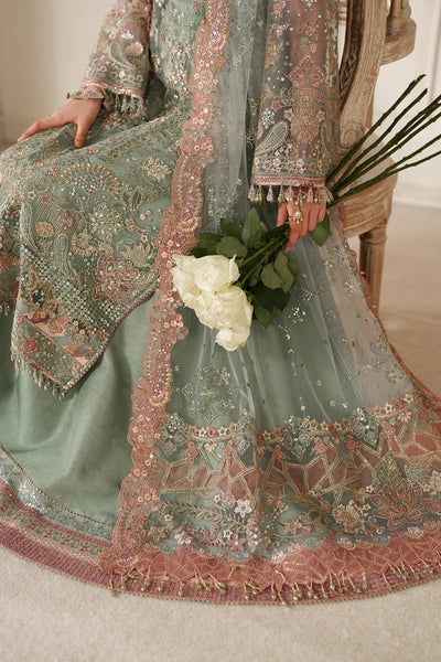 Sage Green & Dusty Rose Accent: Embroidered Chiffon Suit | Read To Wear