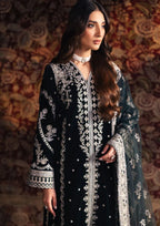 Jet Black & Silver Embroidered Velvet Suit | Ready To Wear
