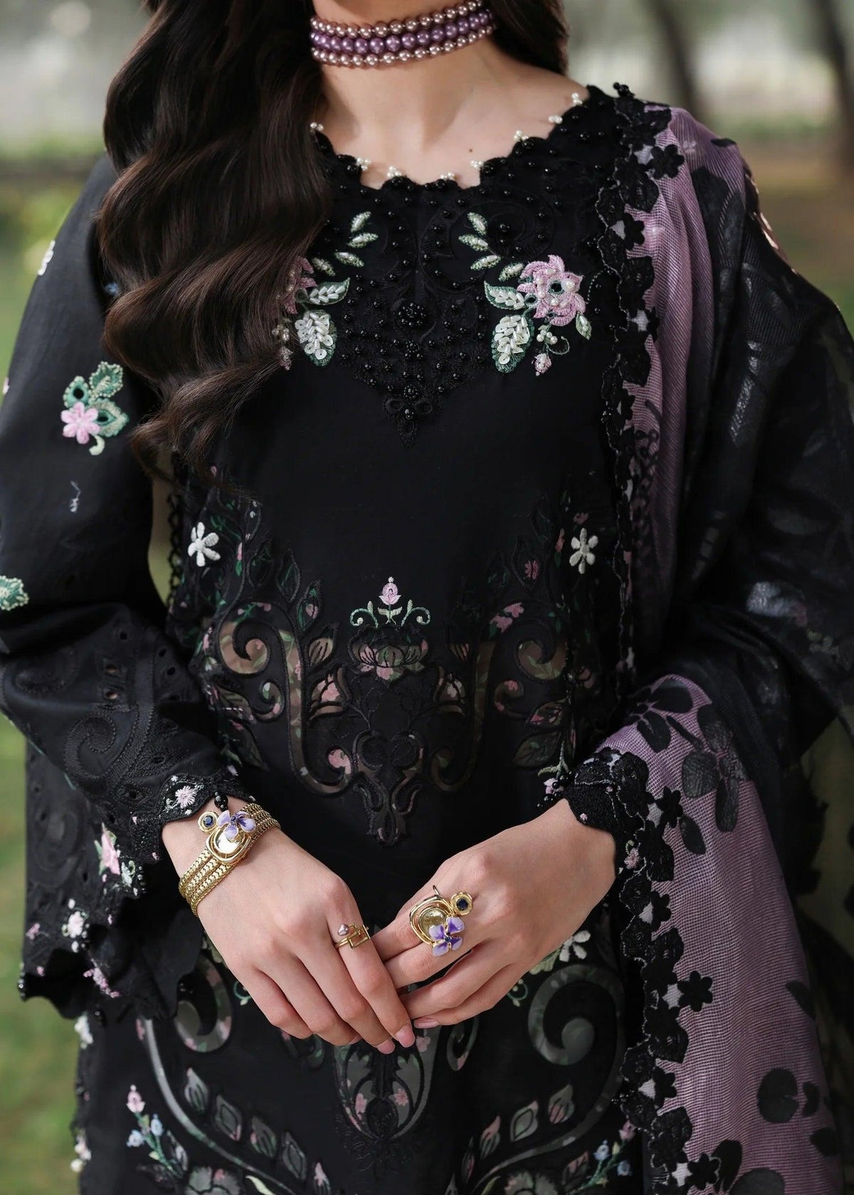 Lawn Suit with Chiffon Dupatta | Laser & Chicken Kari Work | Ready To Wear