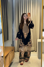 02 Piece Premium Embroidered Silk Suit - Ready To Wear
