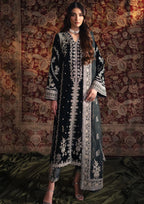 Jet Black & Silver Embroidered Velvet Suit | Ready To Wear
