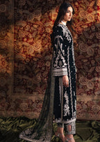 Jet Black & Silver Embroidered Velvet Suit | Ready To Wear