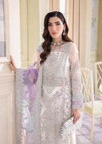 Ivory & Multi-Pastel: Embroidered Chiffon Suit With Net Dupatta | Ready To Wear