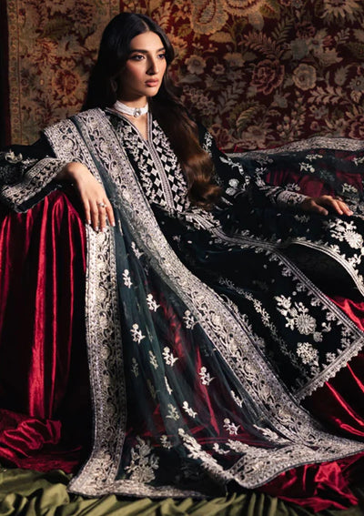 Jet Black & Silver Embroidered Velvet Suit | Ready To Wear