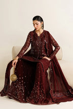 Plum Mirror Luminary: Heavy Embroidered Chiffon Suit | Ready To Wear